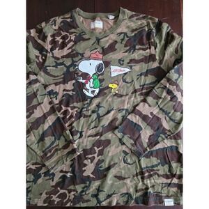 LL Bean x Peanuts Snoopy Woodstock Camo Long Sleeve T Shirt Mens Size Large